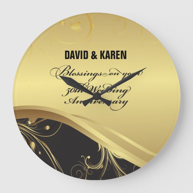 Grande Horloge Ronde Personnaliser, 50e anniversaire Mariage Religieux (Recto)