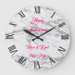 Grande Horloge Ronde Personnaliser en marbre de Parties scintillant en 