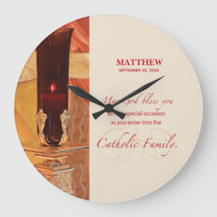 Grande Horloge Ronde Personnaliser, Félicitations RCIA, catholique, rou