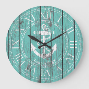 Grande Horloge Ronde Personnaliser l'Ancre blanche