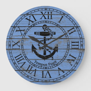 Grande Horloge Ronde Personnaliser l'Ancre noire