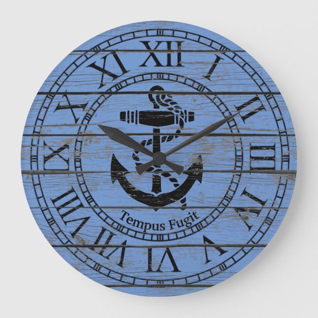 Grande Horloge Ronde Personnaliser l'Ancre noire (Recto)