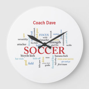 Grande Horloge Ronde Personnalisez, Merci d'entraîneur de football en 