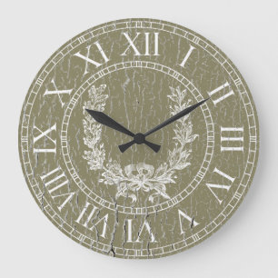 Grande Horloge Ronde Personnalité de Weathered French Wreath