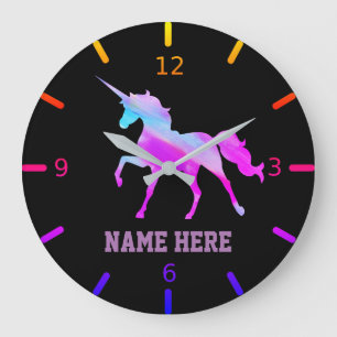 Grande Horloge Ronde Personnalité du Colorful Unicorn