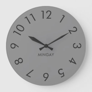 Grande Horloge Ronde Personnalité minimaliste moderne Solid Gray