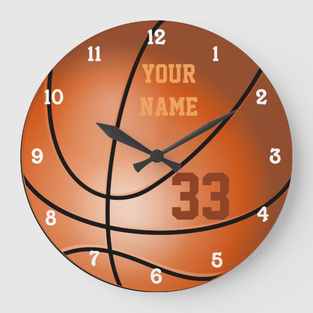 Grande Horloge Ronde Personnalized Basketball Nom et numéro (Recto)