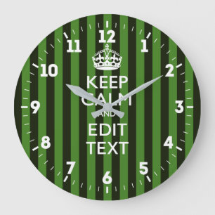Grande Horloge Ronde Personnalized Keep Calm Get Your Text