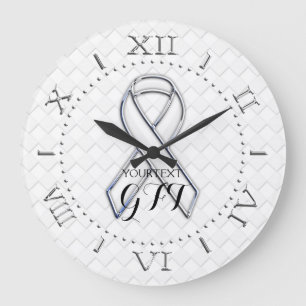 Grande Horloge Ronde Personnalized White Ribbon