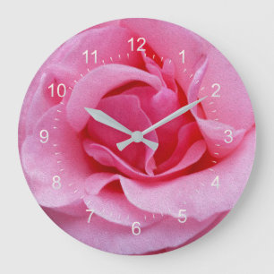 Grande Horloge Ronde Pétales roses