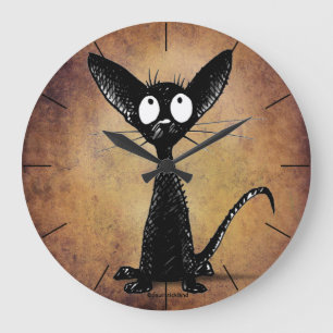 Grande Horloge Ronde Petit chat noir drôle
