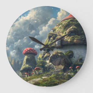 Grande Horloge Ronde Petit gnome, champignon