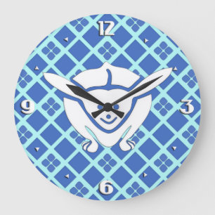 Grande Horloge Ronde Petit lapin japonais, bleu