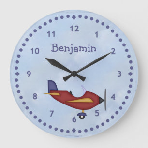 Grande Horloge Ronde Petit mur d'avion rouge