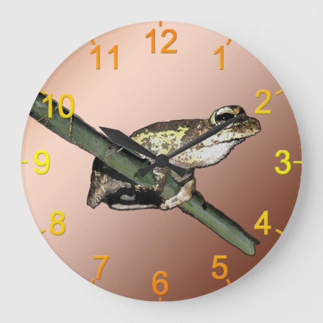 Grande Horloge Ronde Petit Tree Frog Oil Paint, Wall Clock (Recto)