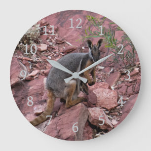 Grande Horloge Ronde Petit wallaby des rochers à pied jaune rare et béb