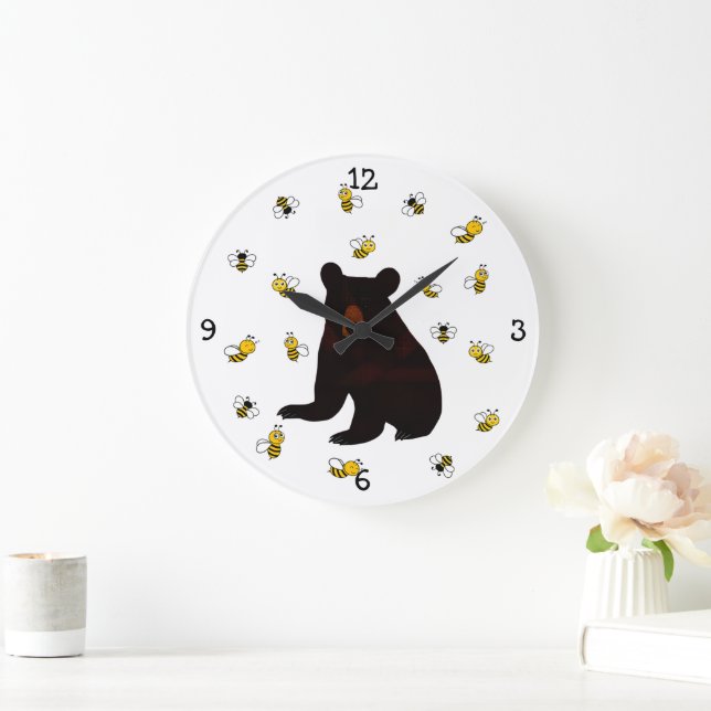 Grande Horloge Ronde Petite abeille au miel (Maison)