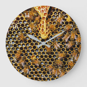 Grande Horloge Ronde Petits nombres de nid d'abeilles et d'abeilles