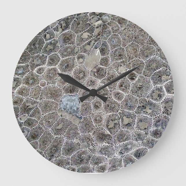 Grande Horloge Ronde Petoskey Stone, Pur Michigan ! (Recto)