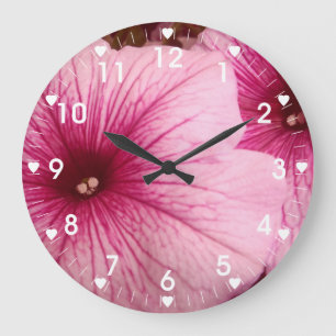 Grande Horloge Ronde Pétunias de roses indien