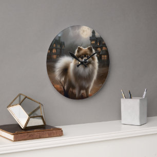 Grande Horloge Ronde Peur d'Halloween de Poméranie