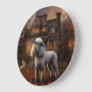 Grande Horloge Ronde Peur Halloween caniche
