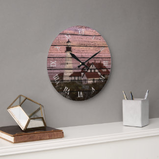 Grande Horloge Ronde Phare Portland Maine Aquarelle Art