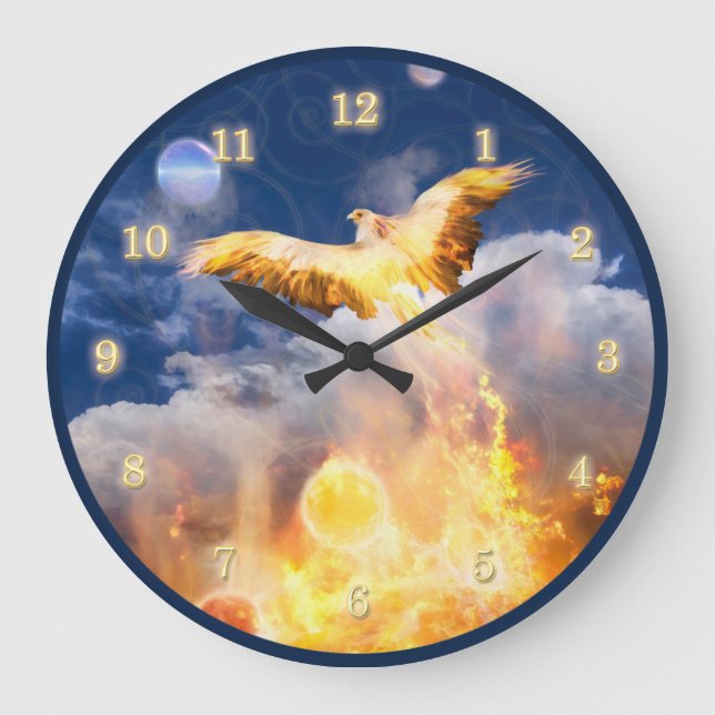 Grande Horloge Ronde Phoenix Oiseau S'ÉLÈVE AU-DESSUS DE VOS PROBLÈMES (Recto)