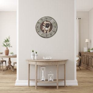 Grande Horloge Ronde Photo au nickel brossé numérotée