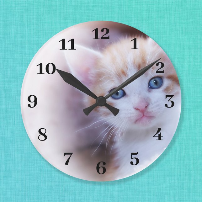 Grande Horloge Ronde Photo Classy Bold Black Numbers Family (Create your own photo wall clock.)