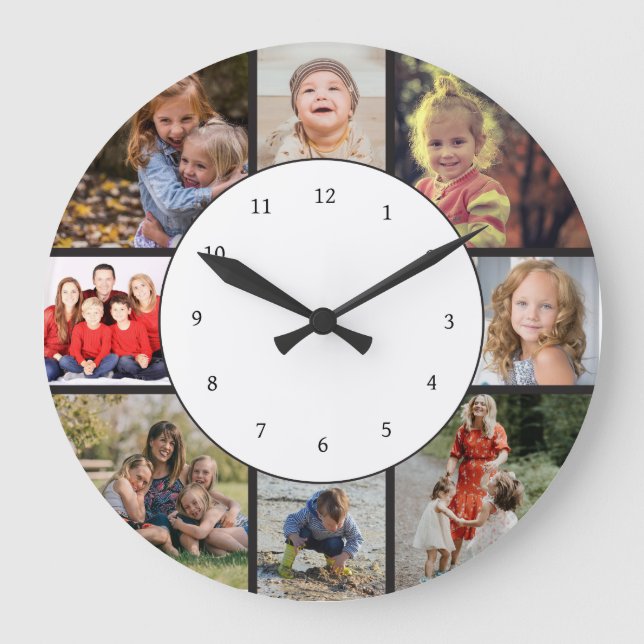 Grande Horloge Ronde Photo Collage Famille Photos Round (Recto)