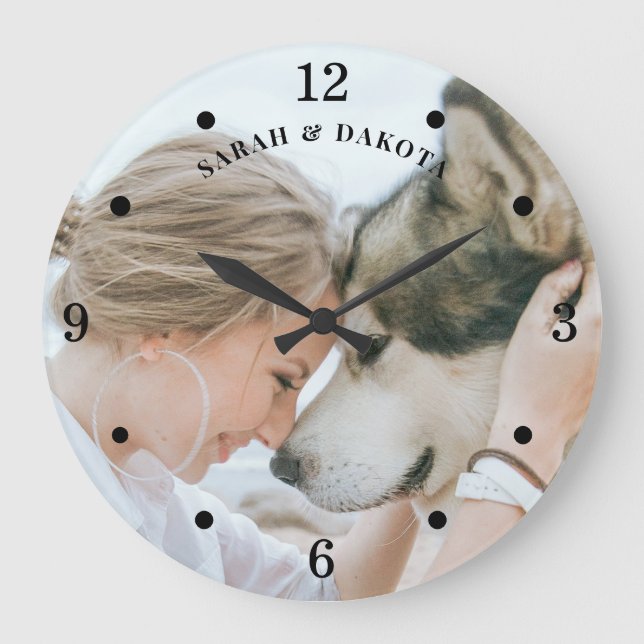 Grande Horloge Ronde Photo Custom Woman Dog (Recto)