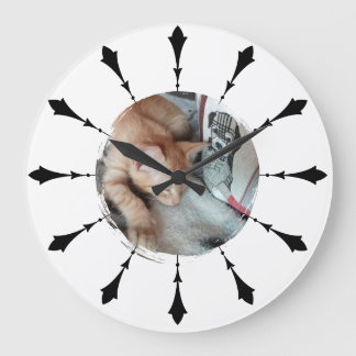 Grande Horloge Ronde Photo de chat, humour, remplaçable, Rond 