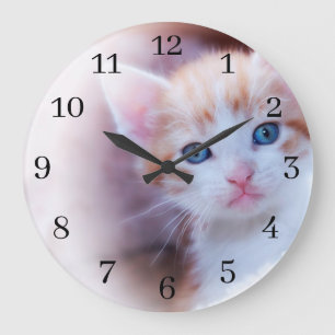 Grande Horloge Ronde Photo de famille de chiffres noirs élégants