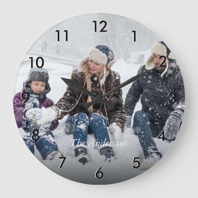 Grande Horloge Ronde Photo de famille personnalisée (Recto)