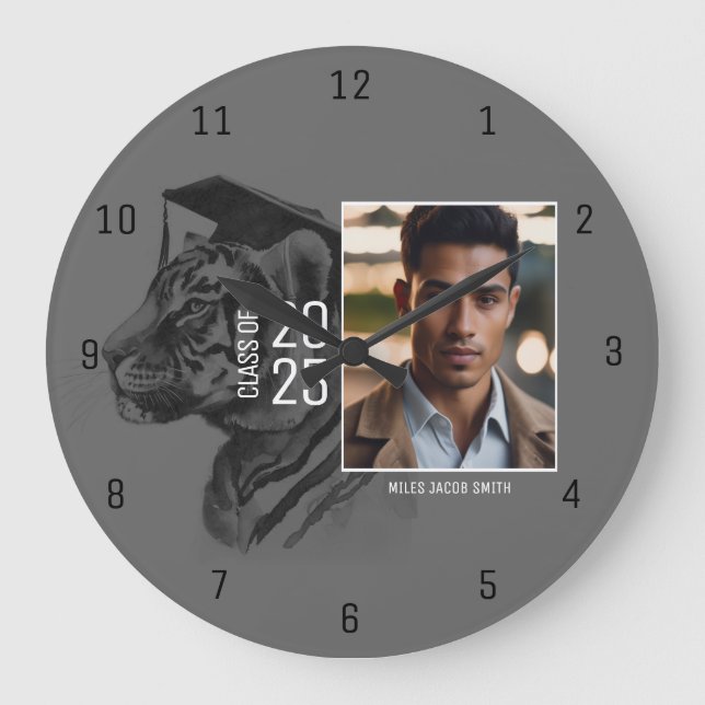 Grande Horloge Ronde Photo de graduation personnalisée (Recto)