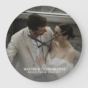 Grande Horloge Ronde Photo de jeunes mariés