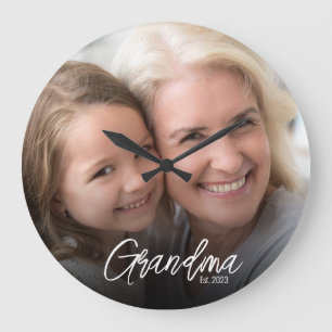 Grande Horloge Ronde Photo de l'année de création de grand-mère personn