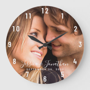 Grande Horloge Ronde Photo de mariage personnalisée Anniversaire perso