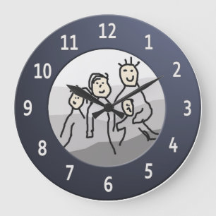 Grande Horloge Ronde Photo de Round Blue Frame Custom