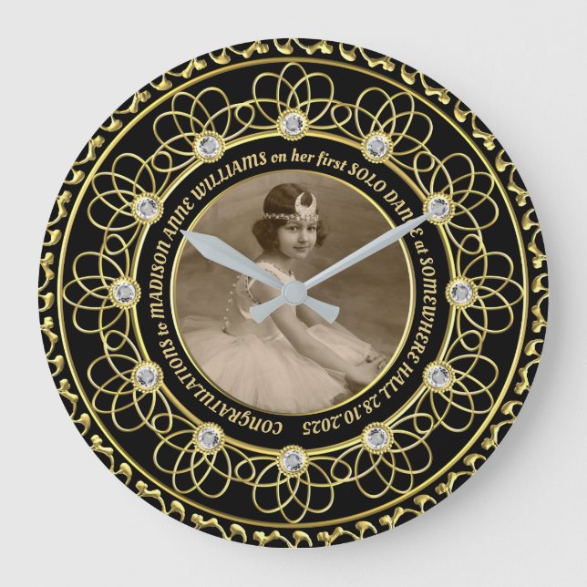 Grande Horloge Ronde Photo Diamond Numbers Gold Commemorative Black (Recto)