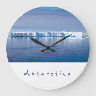 Grande Horloge Ronde Photo paysage de l'iceberg Antarctique avec texte 