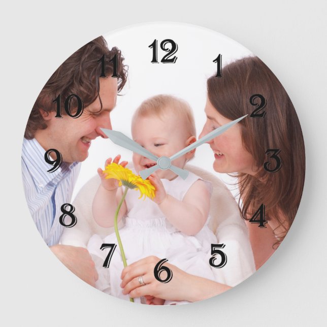 Grande Horloge Ronde Photo personnalisée (Recto)