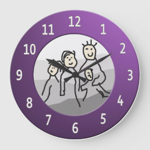 Grande Horloge Ronde Photo personnelle de cadre rond pourpre