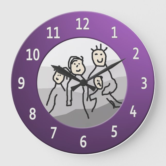 Grande Horloge Ronde Photo personnelle de cadre rond pourpre (Recto)