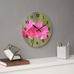 Grande Horloge Ronde Photographie de fleur de pavot d'Islande rose
