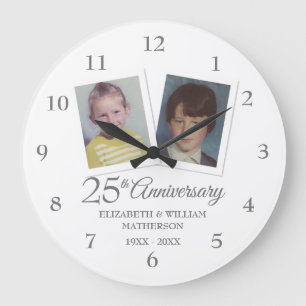 Grande Horloge Ronde Photos d'enfance pour les 25 ans de mariage