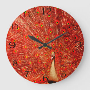 Grande Horloge Ronde Pic Rouge Disposant De Ses Plumes Rouges,  