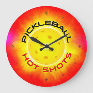 Grande Horloge Ronde Pickleball Hot shots 1 Wall Clocks Options