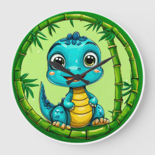 Grande Horloge Ronde Pièce d'horlogerie colorée Dino Cadeau de dinosa